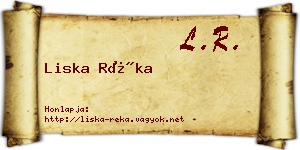 Liska Réka névjegykártya